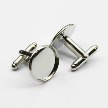 10pcs 16mm White K Plated Cufflink Setting Base Cameo Cabochon Setting Antique Bronze Brass Copper High Quality